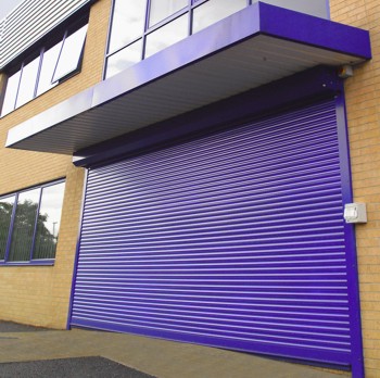 seceuroshield 6000 in purple with canopy cover installed on a commercial office building